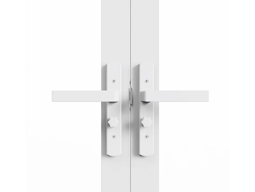 Vente-unique Bloc porte réversible à deux battants en aluminium et verre trempé - Blanc - 2 x H204 x L73 cm - SEROTO- Bloc Porte