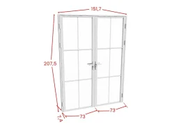 Vente-unique Bloc porte réversible à deux battants en aluminium et verre trempé - Blanc - 2 x H204 x L73 cm - SEROTO- Bloc Porte