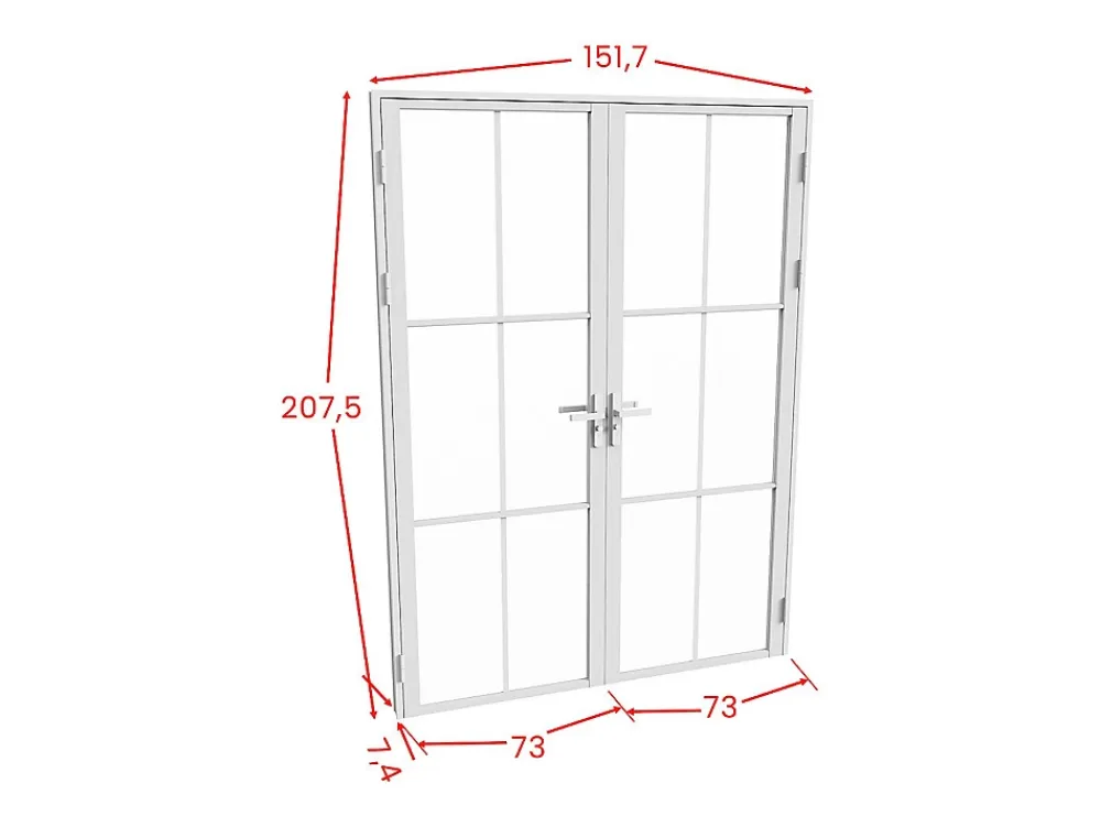 Vente-unique Bloc porte réversible à deux battants en aluminium et verre trempé - Blanc - 2 x H204 x L73 cm - SEROTO- Bloc Porte