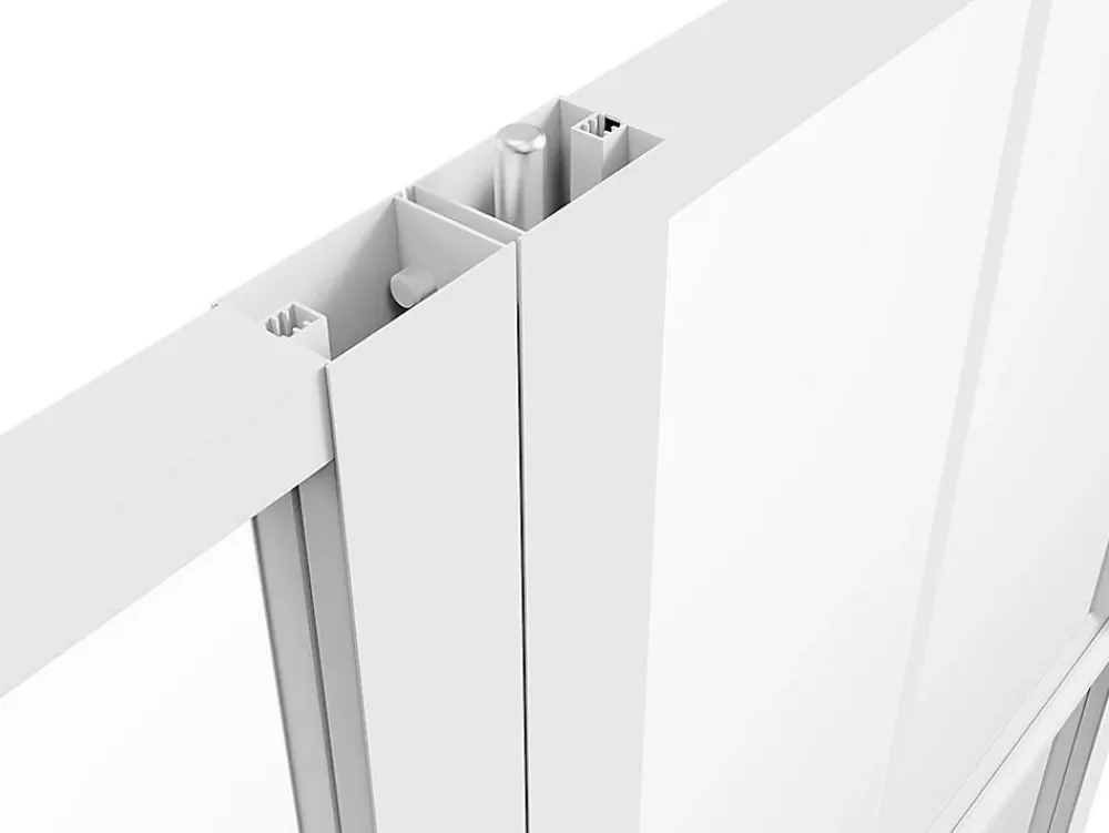 Vente-unique Bloc porte réversible à deux battants en aluminium et verre trempé - Blanc - 2 x H204 x L73 cm - SEROTO- Bloc Porte
