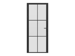 Vente-unique Bloc Porte<Bloc porte réversible en aluminium et verre dépoli - H204 x L83 cm - Noir - SEROTO