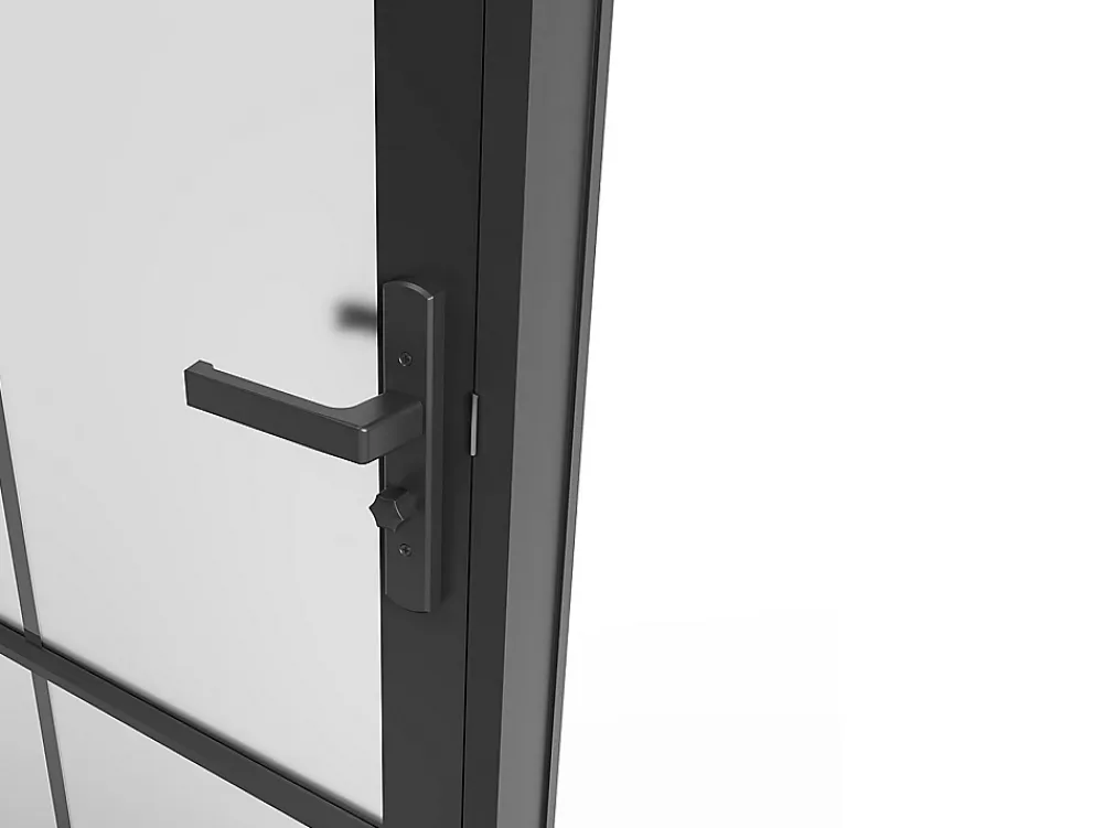 Vente-unique Bloc Porte<Bloc porte réversible en aluminium et verre dépoli - H204 x L83 cm - Noir - SEROTO