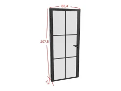 Vente-unique Bloc Porte<Bloc porte réversible en aluminium et verre dépoli - H204 x L83 cm - Noir - SEROTO