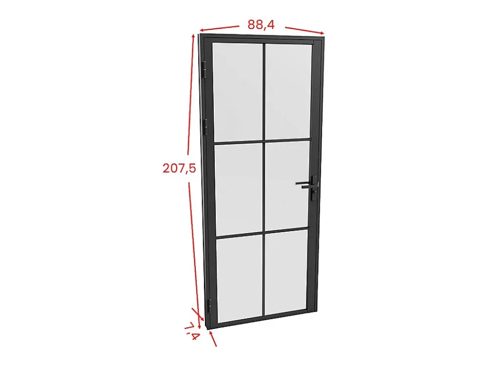 Vente-unique Bloc Porte<Bloc porte réversible en aluminium et verre dépoli - H204 x L83 cm - Noir - SEROTO