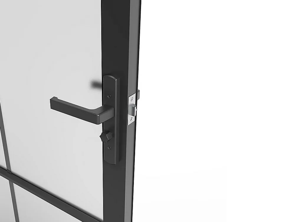 Vente-unique Bloc Porte<Bloc porte réversible en aluminium et verre dépoli - H204 x L83 cm - Noir - SEROTO