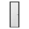 Vente-unique Bloc porte réversible en aluminium et verre trempé texturé - H204 x L83 cm - Noir - LOXTON- Bloc Porte