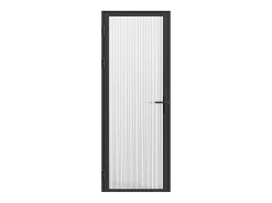 Vente-unique Bloc porte réversible en aluminium et verre trempé texturé - H204 x L83 cm - Noir - LOXTON- Bloc Porte