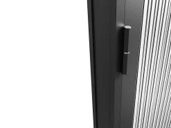 Vente-unique Bloc porte réversible en aluminium et verre trempé texturé - H204 x L83 cm - Noir - LOXTON- Bloc Porte
