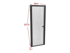 Vente-unique Bloc porte réversible en aluminium et verre trempé texturé - H204 x L83 cm - Noir - LOXTON- Bloc Porte