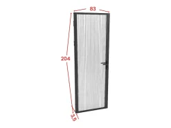 Vente-unique Bloc porte réversible en aluminium et verre trempé texturé - H204 x L83 cm - Noir - LOXTON- Bloc Porte