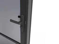 Vente-unique Bloc porte réversible en aluminium et verre trempé fumé - H204 x L83 cm - Noir - MASERU- Bloc Porte