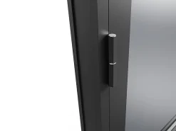 Vente-unique Bloc porte réversible en aluminium et verre trempé fumé - H204 x L83 cm - Noir - MASERU- Bloc Porte