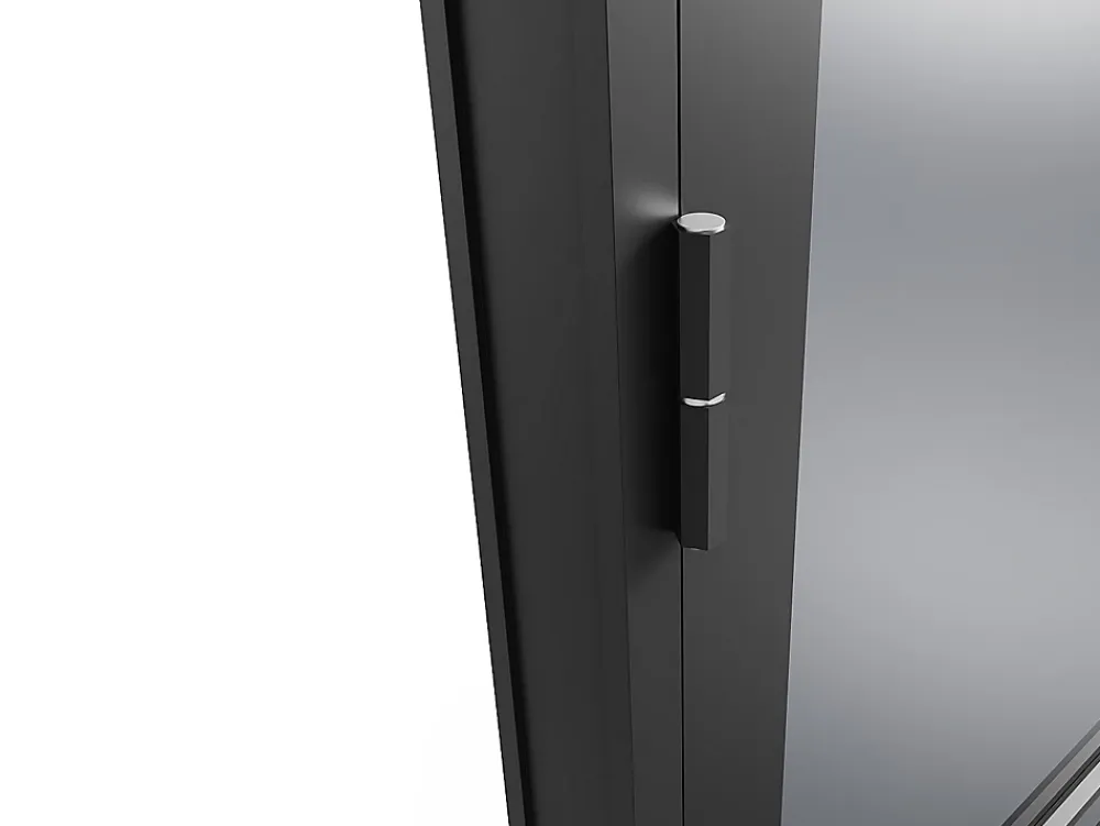 Vente-unique Bloc porte réversible en aluminium et verre trempé fumé - H204 x L83 cm - Noir - MASERU- Bloc Porte
