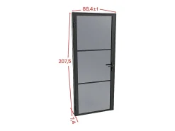 Vente-unique Bloc porte réversible en aluminium et verre trempé fumé - H204 x L83 cm - Noir - MASERU- Bloc Porte