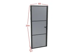Vente-unique Bloc porte réversible en aluminium et verre trempé fumé - H204 x L83 cm - Noir - MASERU- Bloc Porte