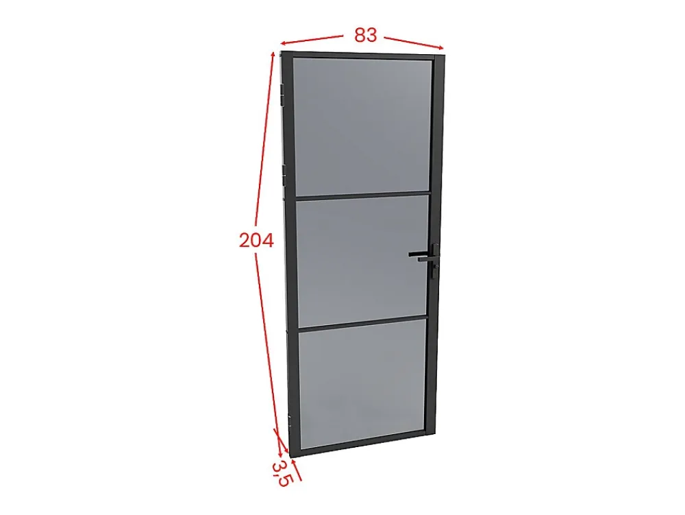 Vente-unique Bloc porte réversible en aluminium et verre trempé fumé - H204 x L83 cm - Noir - MASERU- Bloc Porte