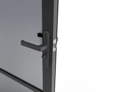 Vente-unique Bloc porte réversible en aluminium et verre trempé fumé - H204 x L83 cm - Noir - MASERU- Bloc Porte