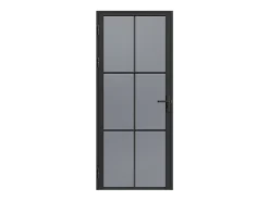 Vente-unique Bloc Porte<Bloc porte réversible en aluminium et verre trempé fumé - H204 x L73 cm - Noir - SEROTO