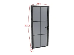 Vente-unique Bloc Porte<Bloc porte réversible en aluminium et verre trempé fumé - H204 x L73 cm - Noir - SEROTO