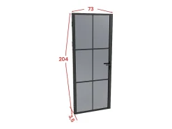 Vente-unique Bloc Porte<Bloc porte réversible en aluminium et verre trempé fumé - H204 x L73 cm - Noir - SEROTO