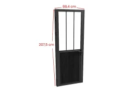 Vente-unique Bloc Porte<Bloc porte réversible en aluminium et verre trempé style atelier - H204 x L83 cm - Noir - ERMELO
