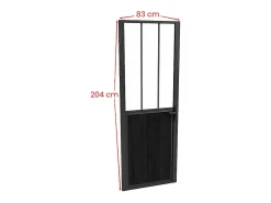 Vente-unique Bloc Porte<Bloc porte réversible en aluminium et verre trempé style atelier - H204 x L83 cm - Noir - ERMELO