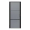 Vente-unique Bloc Porte<Bloc porte réversible en aluminium et verre trempé fumé - H204 x L73 cm - Noir - MASERU