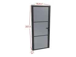 Vente-unique Bloc Porte<Bloc porte réversible en aluminium et verre trempé fumé - H204 x L73 cm - Noir - MASERU