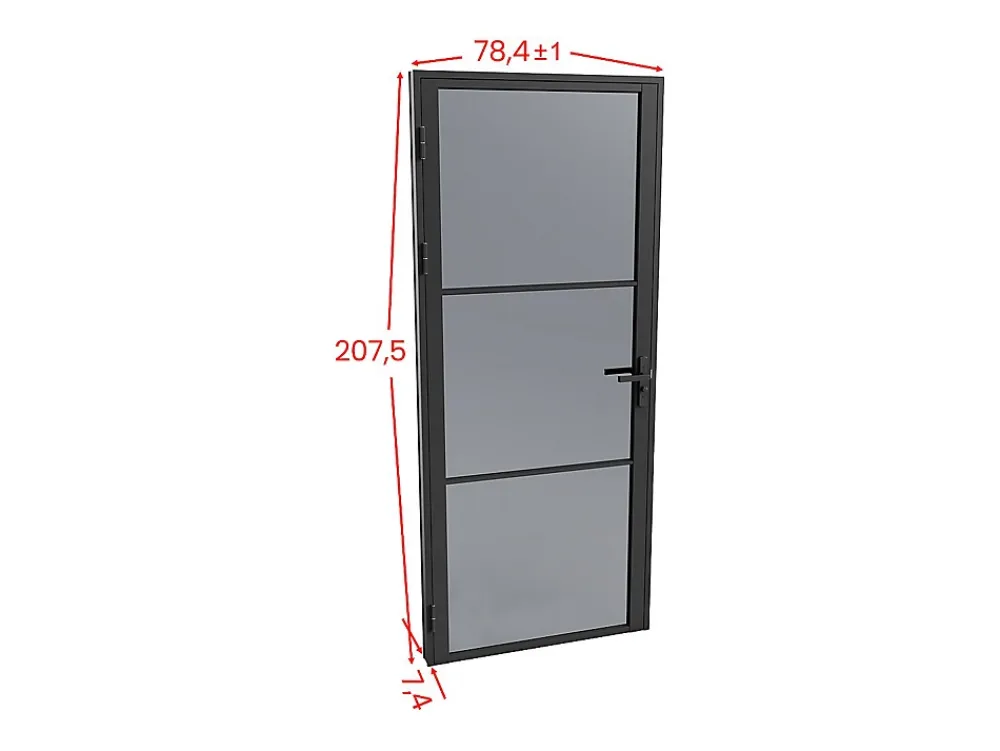 Vente-unique Bloc Porte<Bloc porte réversible en aluminium et verre trempé fumé - H204 x L73 cm - Noir - MASERU