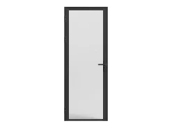 Vente-unique Bloc porte réversible en aluminium et verre trempé dépoli - H204 x L73 cm - Noir - LOXTON- Bloc Porte