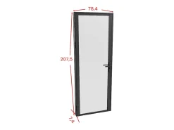 Vente-unique Bloc porte réversible en aluminium et verre trempé dépoli - H204 x L73 cm - Noir - LOXTON- Bloc Porte