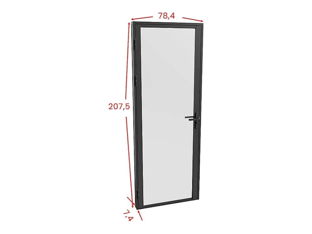 Vente-unique Bloc porte réversible en aluminium et verre trempé dépoli - H204 x L73 cm - Noir - LOXTON- Bloc Porte
