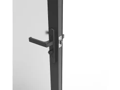 Vente-unique Bloc porte réversible en aluminium et verre trempé dépoli - H204 x L73 cm - Noir - LOXTON- Bloc Porte