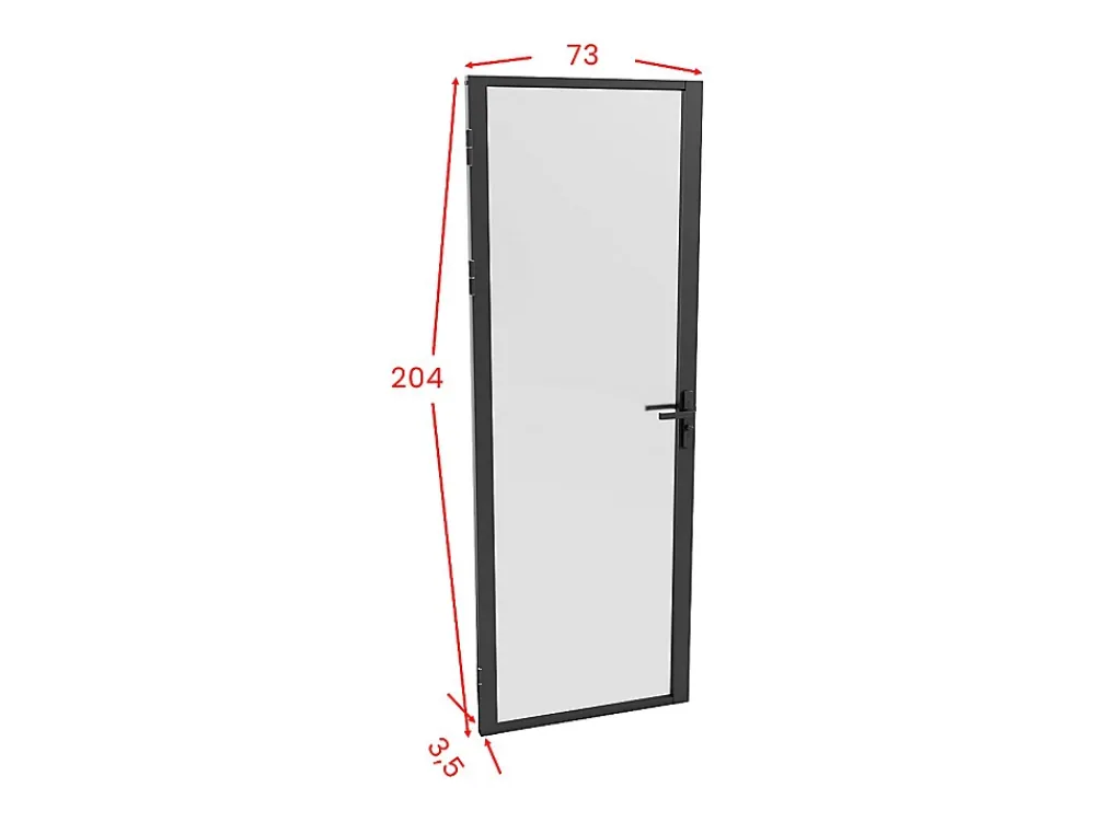 Vente-unique Bloc porte réversible en aluminium et verre trempé dépoli - H204 x L73 cm - Noir - LOXTON- Bloc Porte