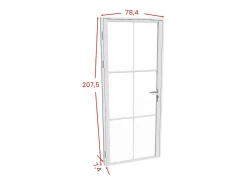 Vente-unique Bloc porte réversible en aluminium et verre trempé - H204 x L73 cm - Blanc - SEROTO- Bloc Porte