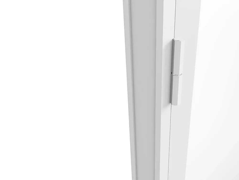 Vente-unique Bloc porte réversible en aluminium et verre trempé - H204 x L73 cm - Blanc - LOXTON- Bloc Porte