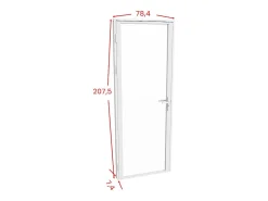Vente-unique Bloc porte réversible en aluminium et verre trempé - H204 x L73 cm - Blanc - LOXTON- Bloc Porte