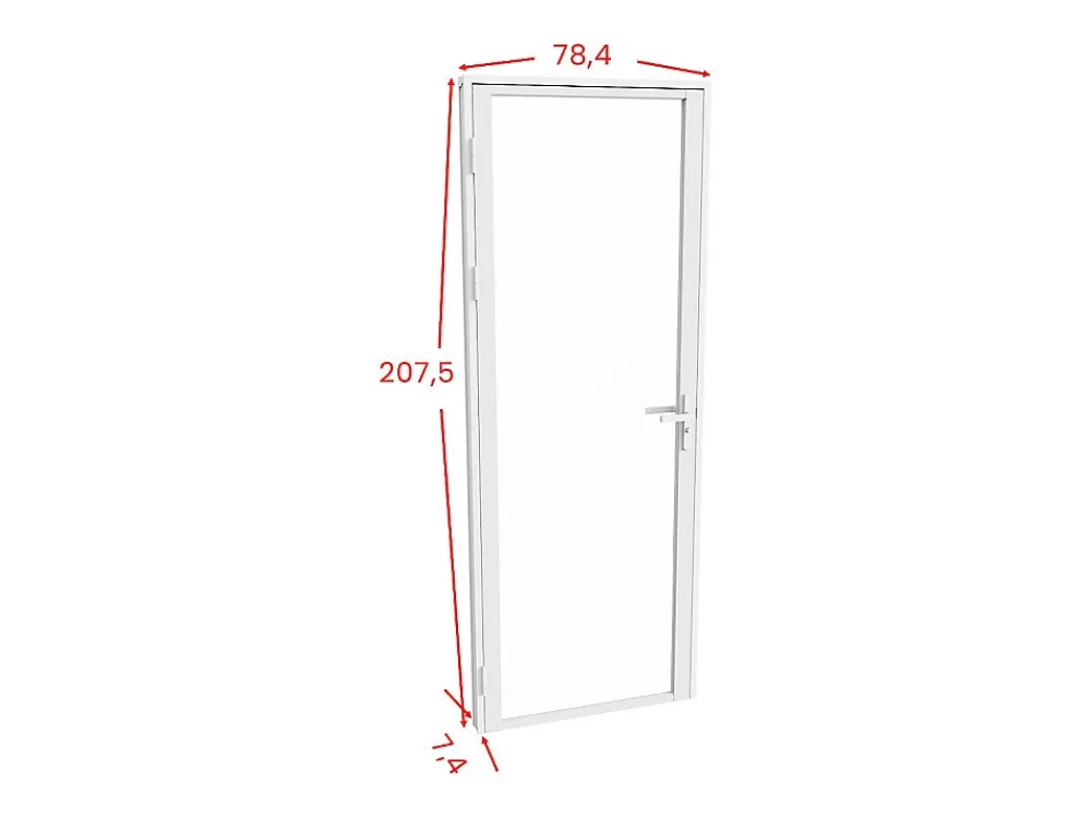Vente-unique Bloc porte réversible en aluminium et verre trempé - H204 x L73 cm - Blanc - LOXTON- Bloc Porte
