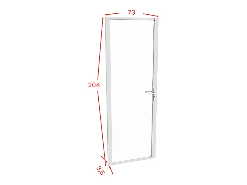 Vente-unique Bloc porte réversible en aluminium et verre trempé - H204 x L73 cm - Blanc - LOXTON- Bloc Porte