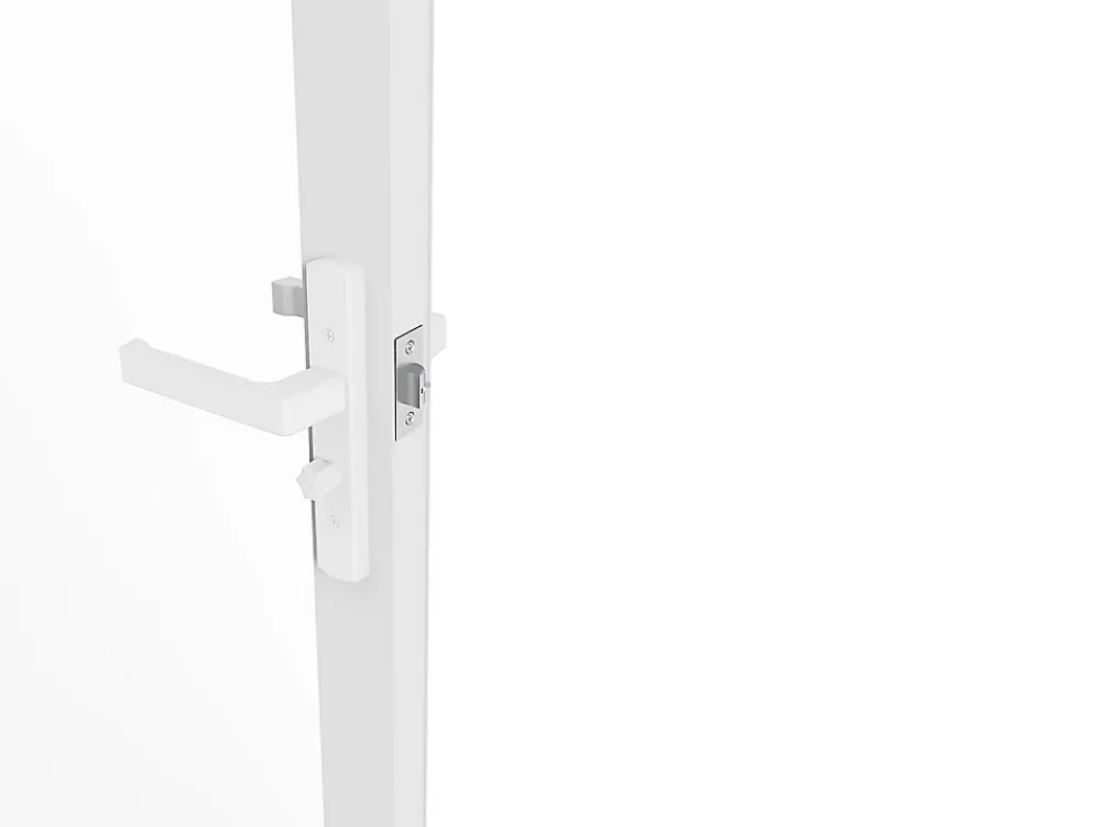 Vente-unique Bloc porte réversible en aluminium et verre trempé - H204 x L73 cm - Blanc - LOXTON- Bloc Porte