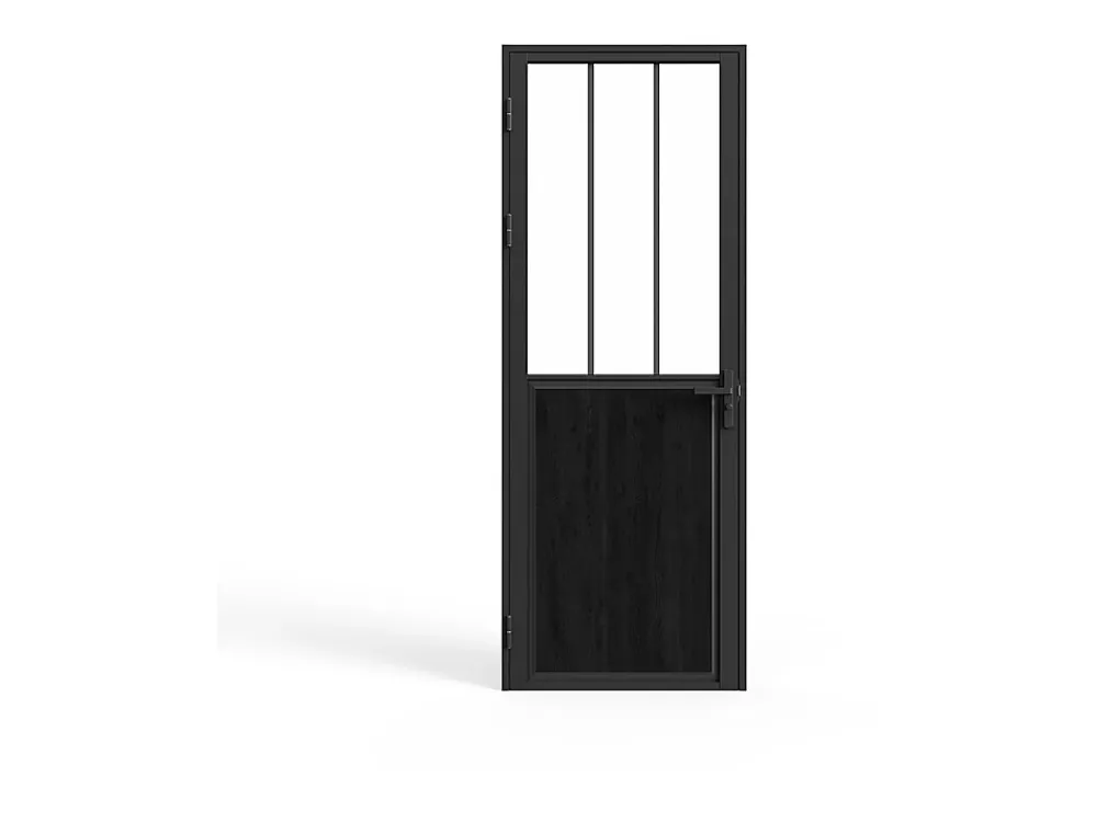 Vente-unique Bloc Porte<Bloc porte réversible en aluminium et verre trempé style atelier - H204 x L73 cm - Noir - ERMELO
