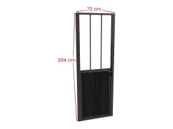 Vente-unique Bloc Porte<Bloc porte réversible en aluminium et verre trempé style atelier - H204 x L73 cm - Noir - ERMELO