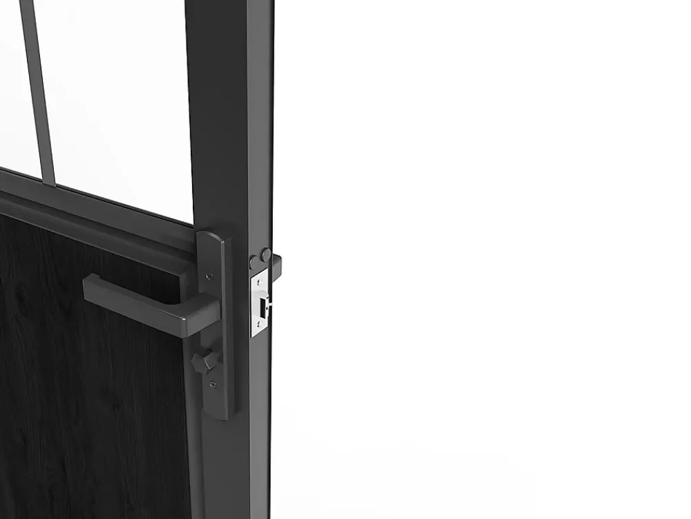 Vente-unique Bloc Porte<Bloc porte réversible en aluminium et verre trempé style atelier - H204 x L73 cm - Noir - ERMELO