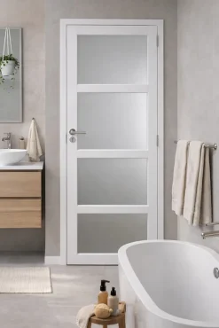 Gd Menuiseries Bloc Porte Tana Vitrée Blanc H204 X L73 Côte Tableau P.gauche,poignee Pomerol- Bloc Porte