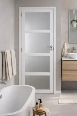 Gd Menuiseries Bloc Porte Tana Vitrée Blanc H204 X L83 Côte Tableau P.droite,poignee Pomerol- Bloc Porte