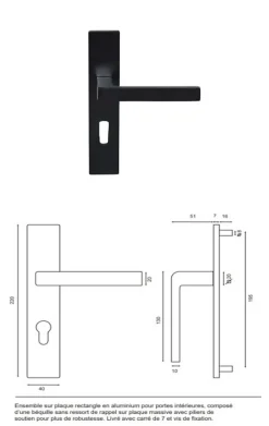 Gd Menuiseries Bloc Porte Telia Noir 4 Panneaux H204 X L83 Côte Tableau P.gauche,poignee- Bloc Porte