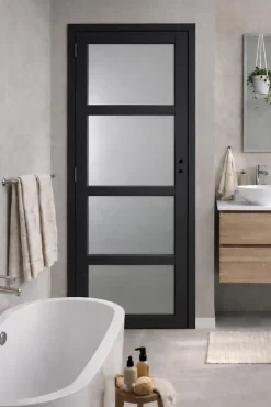 Gd Menuiseries Bloc Porte Telia Noir Vitrée H204 X L73 Côte Tableau P.droite- Bloc Porte