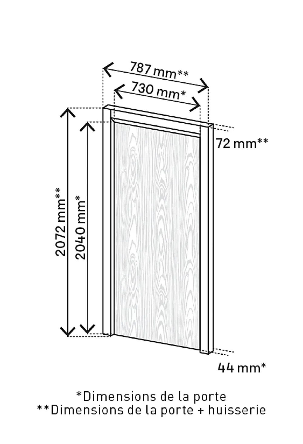 Bloc Porte<Bloc-porte Alpille effet bois gris H.204 x l.73 cm, réversible