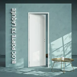 Coulicool Bloc Porte<Bloc-Porte Blanc Laqué Plane H. 204 x l. 73 cm - Poussant Gauche