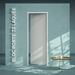 Coulicool Bloc Porte<Bloc-Porte Blanc Laqué Plane H. 204 x l. 73 cm - Poussant Droit